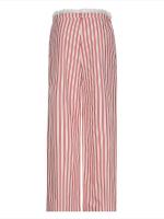 Pantalones holgados de pierna recta a rayas para mujer, moda coreana, cintura elástica, empalme de encaje, pantalones femeninos - details 11