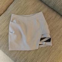 Falda corta de verano para mujer estilo irregular con lazo pantalones de mezclilla de moda - details 15
