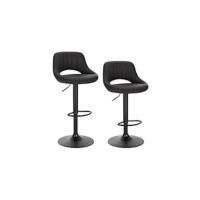 Juego de 2 taburetes de bar giratorios, con altura ajustable entre 60,5 y 82 cm, taburete de cocina, estructura de metal, con respaldo y reposapiés, 0651BY-2 - details 6