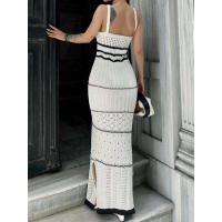 Vestido de punto con tirantes con abertura y textura para las vacaciones de verano - details 1