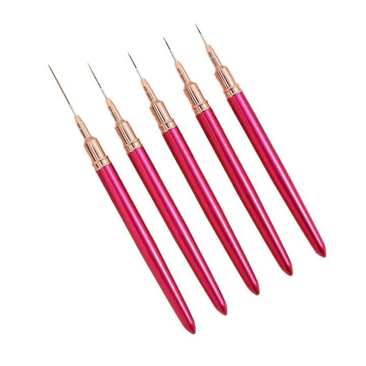 Juego de pinceles para delinear uñas, kit de pinceles para uñas de Gel UV, línea de rayas francesas, pintura, dibujo, herramientas de pluma de flores, 5 piezas, 7/9/11/15/25mm - 1