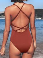 Traje de Baño de Una Pieza Ajustado Color Sólido Sexy sin Espalda Material de Nylon de Alta Elasticidad Estilo de Moda para Mujeres Primavera/Verano - details 20