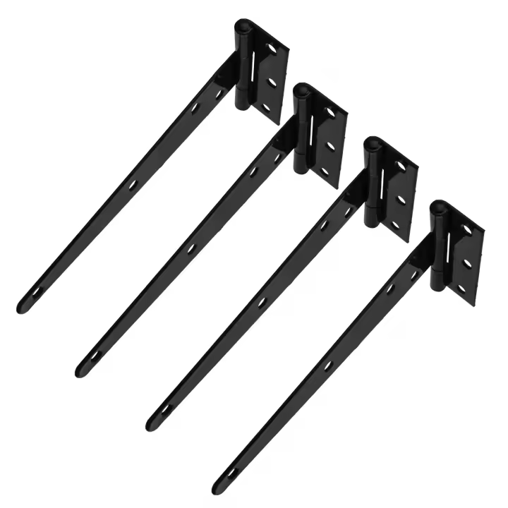 Bisagra con correa para puerta en T, 4 piezas, para puertas de Granero, forjado, a prueba de óxido, color negro, 6 pulgadas - 1