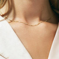 Collar de cadena de acero inoxidable para mujer, colgante fino con cierre de langosta, cadena ajustable para clavícula, collares - details 24