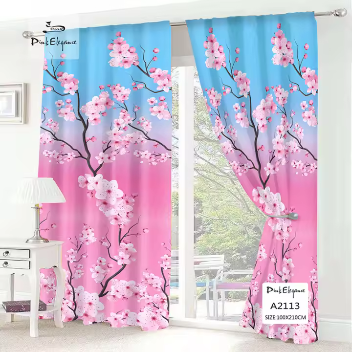Cortina más vendida para ventana o puerta, decoración del hogar, hojas y estampado de flores, 1 unidad, 100x210cm - 1