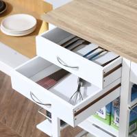 Carrito de cocina multifuncional con cajones, cestas, estantes para especias, toallero y ruedas, 92x37x82 cm, blanco - details 6
