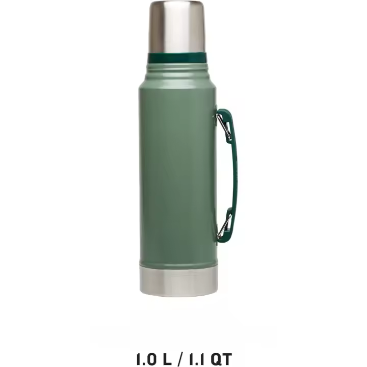 Termo de Botella Clásico de 1L Mantiene Caliente o Frío por 24 Horas Botella Termica de Acero Inoxidable Apto para Lavavajillas - 1
