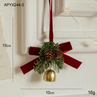 Colgantes de decoración navideña, lazos de terciopelo de campana pequeña, suministros de decoración de escena de cono de pino de árbol de Navidad - details 6