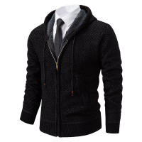 Abrigos de punto a la moda para hombre, Tops gruesos de lana holgados y lisos para exteriores, cárdigan con capucha versátil para otoño e invierno, suéter para hombre - details 4