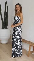Vestido de Tubo Delgado con Estampado de Blanco y Negro Vestido de Fiesta Sexy sin Mangas para Mujeres - details 9