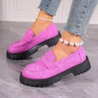 Zapatos de plataforma rosa para mujer, mocasines informales de fondo grueso, color caqui, púrpura - details 29