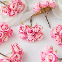 6 uds flor Artificial de seda pequeña rosa DIY boda novia sosteniendo accesorios de flores hogar dormitorio florero decoración corona de Navidad - details 5