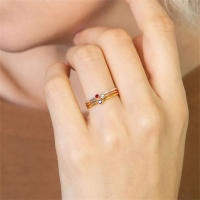 EManco-Anillo de piedra natal de acero inoxidable 316 Color dorado estilo Simple de moda para mujer regalo de fiesta y Festival - details 2