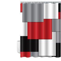 Cortina de ducha – Rectángulo cuadrado – 180 x180 cm – Lavable – Antimoho – con 12 anillas – Rojo Gris Negro Blanco - details 0