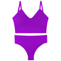 Women 2 pieces solid color fitness sports bra underwear top gym yoga athletic tight workout soft brassiere padded - details 33