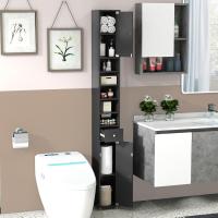 Armario Alto de Baño, Armario Delgado de Baño Alto con 2 Puertas, 1 Cajón y 5 Estantes (Blanco) - details 19