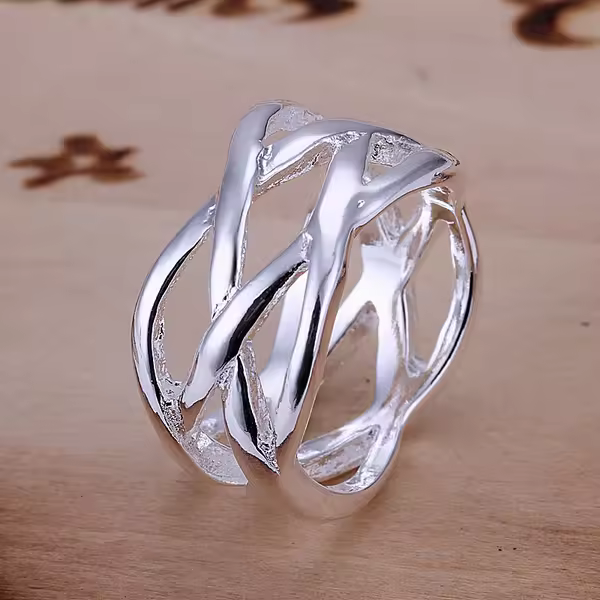 Anillo de tejido rojo de Plata de Ley 925 para mujer, joyería de moda, regalo de joyería 6-9 - details 4