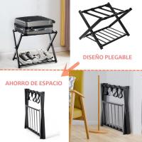 Equipaje de Almacenamiento Plegable de 2 Pisos Soporte para 2 Maletas Negro 68x44x57cm Paquete - details 3