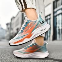 Zapatillas de correr de malla transpirable para hombre: zapatillas deportivas informales con diseño de rayas, con cordones, perfectas para primavera/verano/otoño - details 2