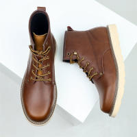 Botas de hombre versátiles de moda americana de cuero británico para exteriores con suela gruesa - details 1