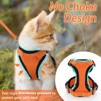 Arnés y correa para gatos para caminar, arneses de chaleco ajustables suaves a prueba de escapes para gatos, chaqueta con tiras reflectantes transpirables de fácil control, - details 1