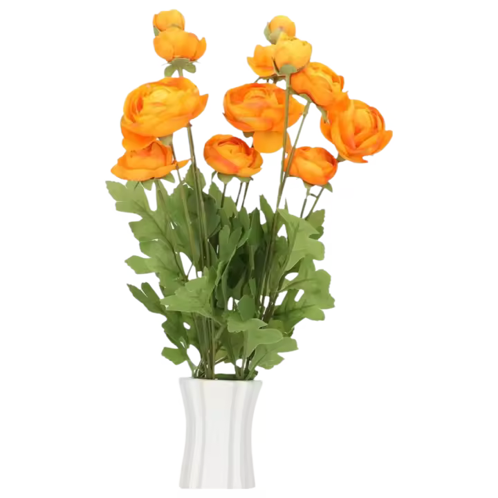 Flores Artificiales de Seda Persa Ranúnculo 3 Piezas para Arreglos Florales - 1