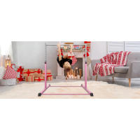 Safly Fun Barra de gimnasia para niños de 3 a 15 años para el hogar: construcción de acero estable, antideslizante, fácil de montar, ajustable de 3 a 5 pies - details 4