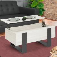 Mesa baja rectangular de madera y negro - details 8