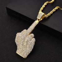 Collar con colgante de dedo medio para hombres y mujeres, joyería de ciclismo, Rap, Hip Hop, hielo, nuevo - details 5