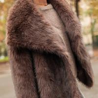 Abrigos de piel sintética esponjosos con solapa marrón Vintage para mujer, chaquetas gruesas y cálidas de manga larga, prendas de vestir informales de calle para invierno 2024 - details 27