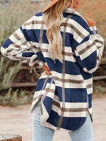 Camisa de lana de franela para mujer, abrigo holgado de manga larga con cuello tipo Polo y botones a cuadros, para otoño e invierno, 2023 - details 10