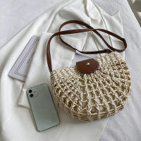 Bolso de paja para mujer, bandolera semicircular hecha a mano de ratán, bolso de mano para viaje y playa - details 17
