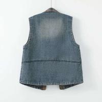 Chaleco Denim Retro para Mujer Chaleco Ajustado sin Mangas, Botón Único, Moda Casual de Primavera y Otoño, Novedad 2024 - details 24
