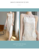 Vestido de Satén de Ácido Acético de Estilo Chino Vestido Largo de Suspensores de Seda de Imitación para Mujeres Diseño Ligero de Verano - details 5