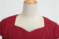 Vestido de fiesta de verano para mujer con cuello cuadrado sólido y cinturón - details 34