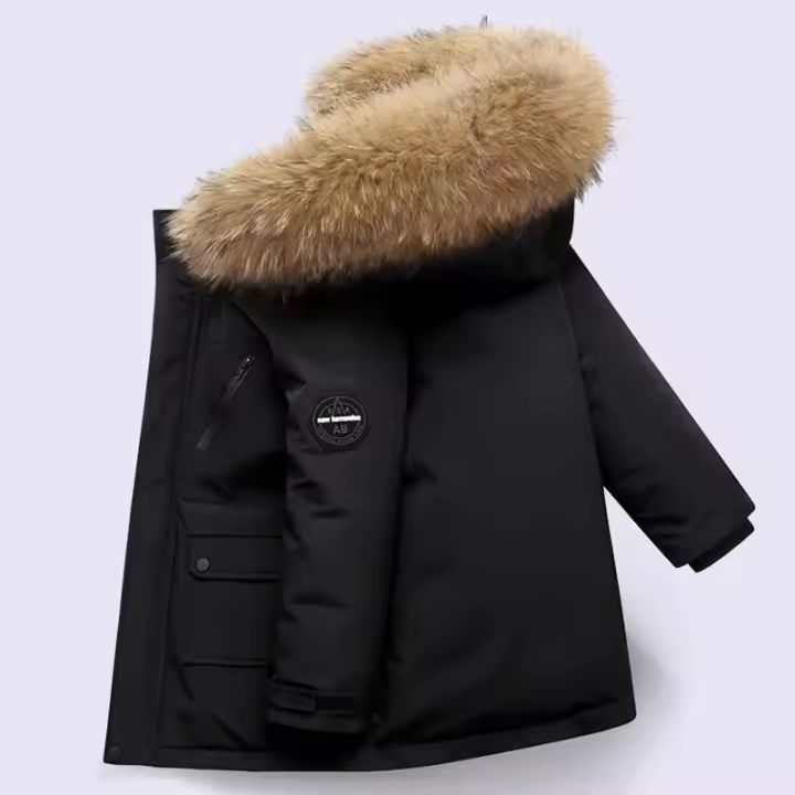 Abrigos de algodón para niños, ropa de abrigo gruesa con cuello de piel grande para invierno, chaquetas cálidas con capucha para niños, Parkas informales de moda para adolescentes - 1