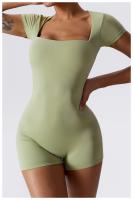 Mono de Yoga de Manga Corta para Mujer Ajustado Secado Rápido Entrenamiento de Danza Traje de Fitness Conjunto de Salto Alto Material Exterior de Nylon - details 18