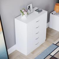Cajónera de 5 Cajones de Metal con Tiradores y Rieles Soporte Exclusivo Antideinclinación para Cajón Muebles de Dormitorio Riano en Blanco - details 6
