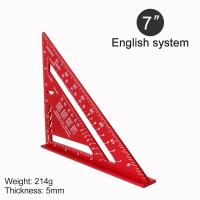 Regla triangular de aleación de aluminio, transportador de medición cuadrada de 7 pulgadas, regla de ángulo métrico, herramientas de carpintero, herramientas de carpintería - details 5