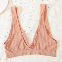 Sujetador sin costuras con cuello profundo para mujer, lencería sexy inalámbrica, bragas para dormir, sujetador push-up unisex, top corto. - details 6