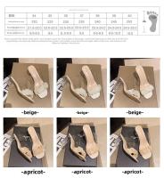 Nuevo estilo de hadas transparente tacón grueso cabeza cuadrada zapatillas frescas plisadas zapatillas de tacón alto de verano mujer - details 2