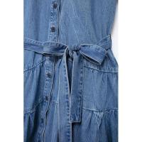 Moda Verano Primavera para Mujer OUWU Vestido Vaquero con Botón de Acolchado y Borde con Volantes - details 7