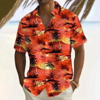 Camisa de manga corta para hombre, Tops informales de viento de playa de verano para exteriores, camisa con estampado de paisaje, ropa de gran tamaño para hombre - details 6