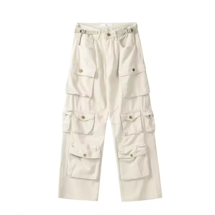 Pantalones de jogging apilados al aire libre para hombres y mujeres de carga universal para hombres, pantalones casuales sueltos de hip-hop con múltiples bolsillos - 1