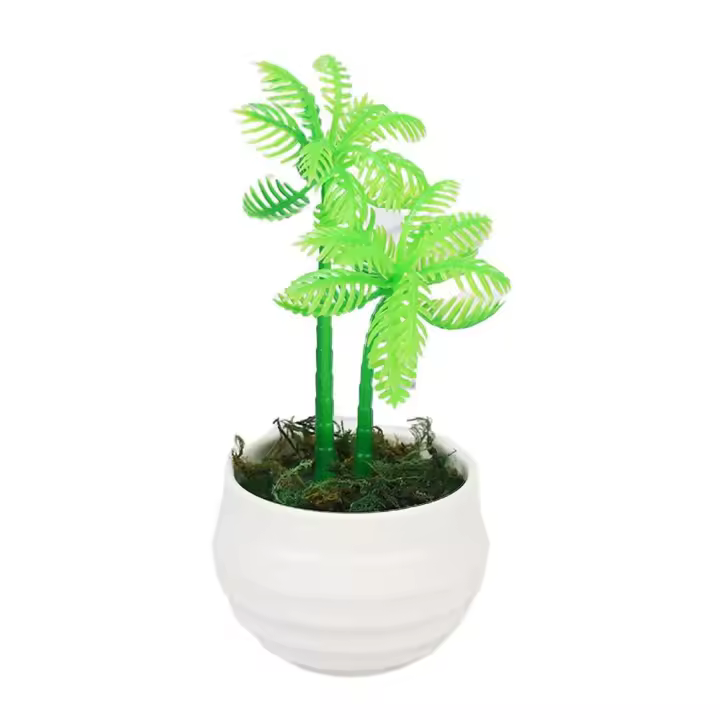 Plantas artificiales verdes bonsái, hierba de Aloe vívida, hierba de imitación en maceta, decoración del hogar, modelo de paisaje, simulación Scindapsus, eucalipto - 1