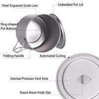 Taza de camping ultraligera con tapa y asa plegable, utensilios de cocina para exteriores, mochilas y picnics - details 4