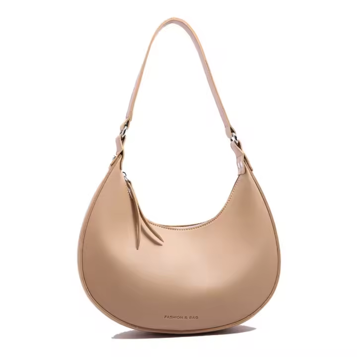 Bolso de hombro de media luna de cuero PU para ocio, bolso Retro Vintage de Color sólido para axila, bolso de media luna, bolso para axila para mujer - 1