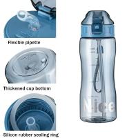 Botella de agua de plástico con pajita para beber, taza deportiva portátil para té y café, herramientas de cocina para niños, botella de agua para la escuela - details 4