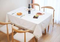 Mantel circular rectangular blanco de lino nórdico y algodón, funda suave, borla Ence, manta de picnic al aire libre para banquetes - details 1