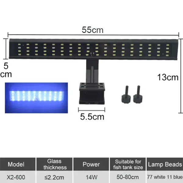 Luz LED para plantas de pecera, lámpara de Clip para cultivo, Coral acuático, iluminación de pecera, interruptor de 3 colores, 220V, 10-55cm - 1